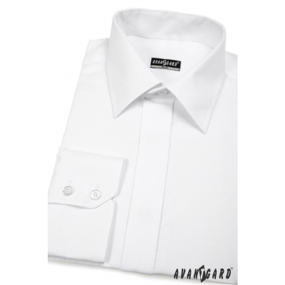 Bílá pánská košile SLIM s elegantní krytou légou