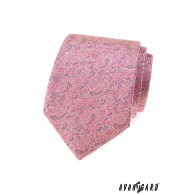 Růžovo-šedá kravata Paisley