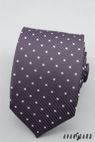 Puntíkovaná fialová kravata lila puntíky