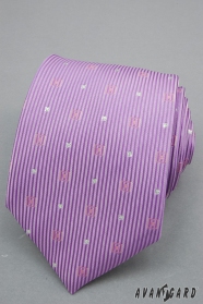 Fialová kravata stříbrné čtverečky