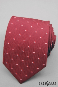 Červená pánská kravata s malými čtverečky