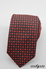 Úzká kravata SLIM černá červené puntíky