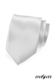 Bílá lesklá kravata hladká