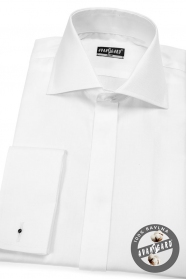 Pánská košile SLIM krytá léga, bílá 100% bavlna