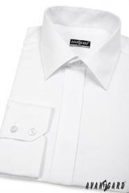 Bílá pánská košile SLIM s elegantní krytou légou