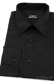 Pánská košile SLIM černá hladká bavlna