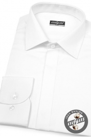 Pánská luxusní košile SLIM krytá léga Bílá hladká