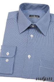 Modrá pánská košile s úzkým bílým proužkem