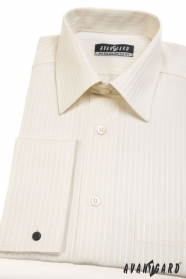 Košile na manžetové knoflíčky smetanová s proužkem