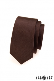 Jednobarevná hnědá matná kravata SLIM