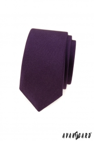 Fialová slim kravata s matným povrchem