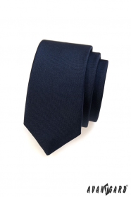Hladká modrá pánská kravata SLIM