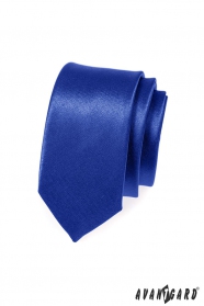 Úzká kravata SLIM modrá s leskem