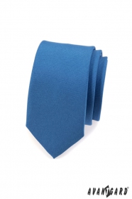 Úzká jednobarevná kravata SLIM Modrá mat