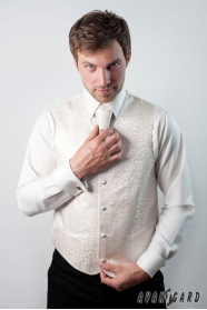 Smetanová pánská vesta s francouzskou kravatou