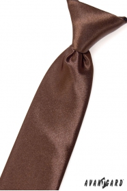 Chlapecká kravata hnědá lesk