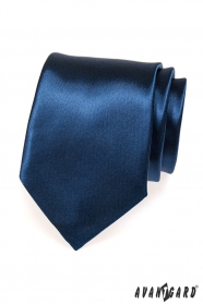 Tmavě modrá kravata lesklá