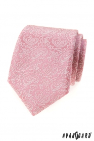 Pudrově růžová kravata se vzorem Paisley