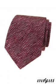 Pánská kravata s červeno-šedý vzorem