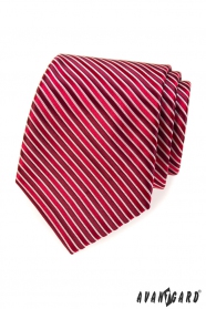 Červená kravata s bordó proužky