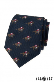 Modrá kravata vzor dostihový kůň