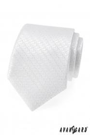 Slavnostní bílá kravata se stříbrnou nitkou