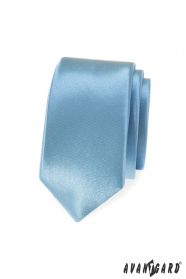Bledě modrá, lesklá slim kravata