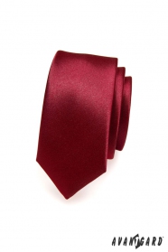 Hladká úzká bordó kravata SLIM