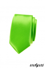 Úzká kravata SLIM zelená jednobarevná lesk