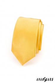 Úzká kravata SLIM hladká žlutá