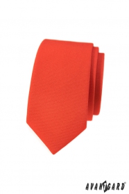 Pánská kravata slim v matně oranžové barvě
