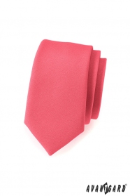 Slim kravata v korálové barvě