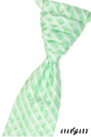 Svatební kravata s kapesníčkem zelená kostkovaná