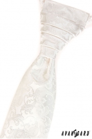 Krémová vzorovaná svatební kravata