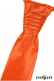 Výrazná oranžová svatební kravata s kapesníčkem