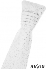 Bílá francouzská kravata s lesklými ornamenty