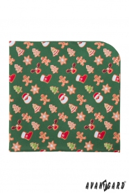 Zelený kapesníček s vánočním vzorem