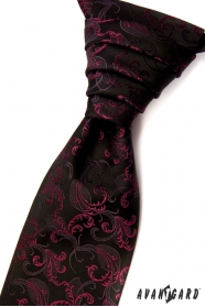 Černá svatební kravata s fuchsiovými ornamenty