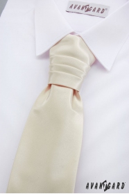 Francouzská chlapecká kravata s kapesníčkem v krémové
