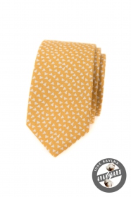 Žlutá bavlněná slim kravata s trojúhelníky