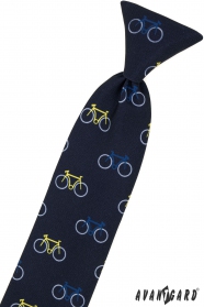 Modrá dětská kravata 31 cm, barevné jízdní kolo