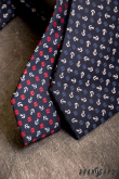Tmavě modrá kravata s kotvami - šířka 7,5 cm