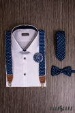 Modrá slim kravata s bílými puntíky - šířka 5 cm