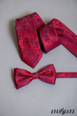 Červená kravata s modrým kašmírovým vzorem - šířka 6 cm
