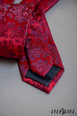 Červená kravata s modrým kašmírovým vzorem - šířka 6 cm
