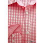 Pánská košile slim s růžovou kostkou dlouhý rukáv - 42/182