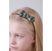 Zelená čelenka s vánočním motivem - šířka motýlku 7 cm