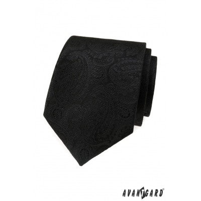 Černá kravata s paisley motivem
