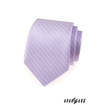 Bílá kravata s lila proužky