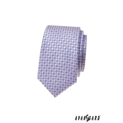 Úzká kravata s lila vzorem